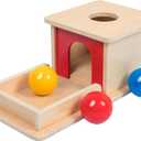 Adena Montessori Wooden Toy for 6-12 Month Baby 3 Balls,Sorting and Stacking Colorful Learning Education Toy for Toddler Kid 1-2 Year Old, Preschool Girl and Boy Gift(Full Size Typical)