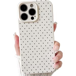 Lovmooful Compatible for iPhone 16 Pro Max Case Cute Polka Dot with Aesthetics Design for Girls Women Soft TPU Shockproof More Protective Girly for iPhone 16 Pro Max Case-White