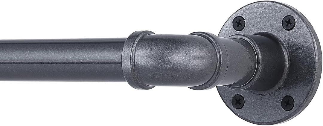 Industrial Curtain Rod Set with Brackets, 1 inch, Grey, 168-240" Outdoor Hanging Curtain Rod for Windows