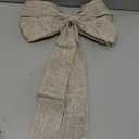 13" Burlap Wired Ribbon Bow Christmas Tree Topper Bow, Rustic Bow Party Decorations, Premade Bows with Twist Tie, Large Gift Bow for Outdoor Wreath, Wedding, Holiday, Birthday-1 PCs (Natural)