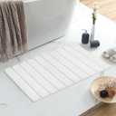 Foldable Stone Bath Mat, Non-Slip Diatomaceous Earth Bath Mat, Super Absorbent Quick Drying Bath Stone Mat, Luxury Bath mat for Bathroom Kitchen Bathtub, 23.4 * 15.4" White