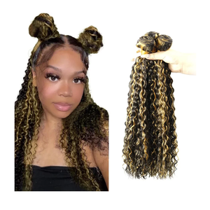 24 26 28 Inch Honey Blonde Bundles Human Hair Water Wave Bundle P1b27 Highlight Blonde 3 Bundles 300g/Pack Unprocessed Brazilian Virgin Hairs Double Weft Weaves Hair Extensions