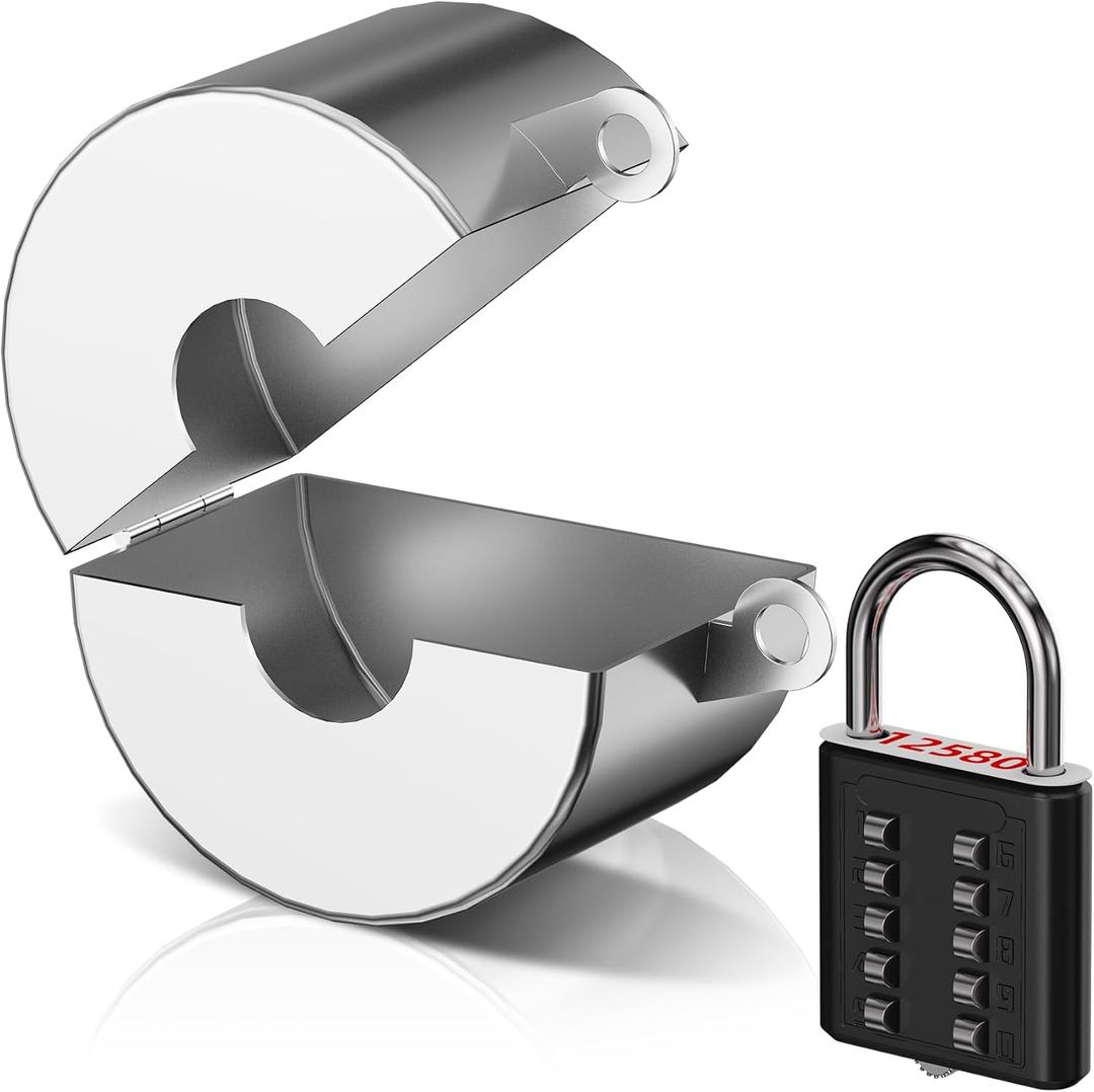 Water Faucet Spigot Lock Outdoor, Stainless Steel Hose Bib Lock (with Padlock), Hose Spigot Gate Valve Lockout, Prevent Water Theft, Spigot for Protection