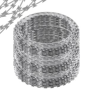 410FT Galvanized Steel Razor Wire Ribbon Barbed Concertina, 82 Feet per Roll 5 Pcs