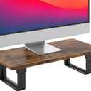 Monitor Stand Riser with 50 LB Capacity, Stable Wood Computer Monitor Stand for Desk Organizers, Anti-slip Computer Riser Monitor Shelf for PC Laptop Notebook Printer Computer iMac, Rustic Brown