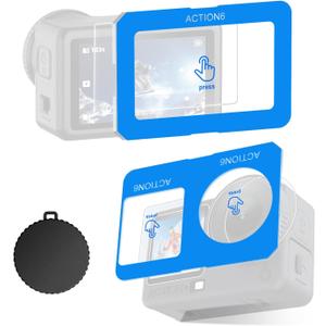 2 x Screen Protector with Lens Cover for DJI Osmo Action 6, Enhanced Tempered Glass LCD Display Film with Easy Installation Tool, 9H Hardness Protection Scratch Resistant