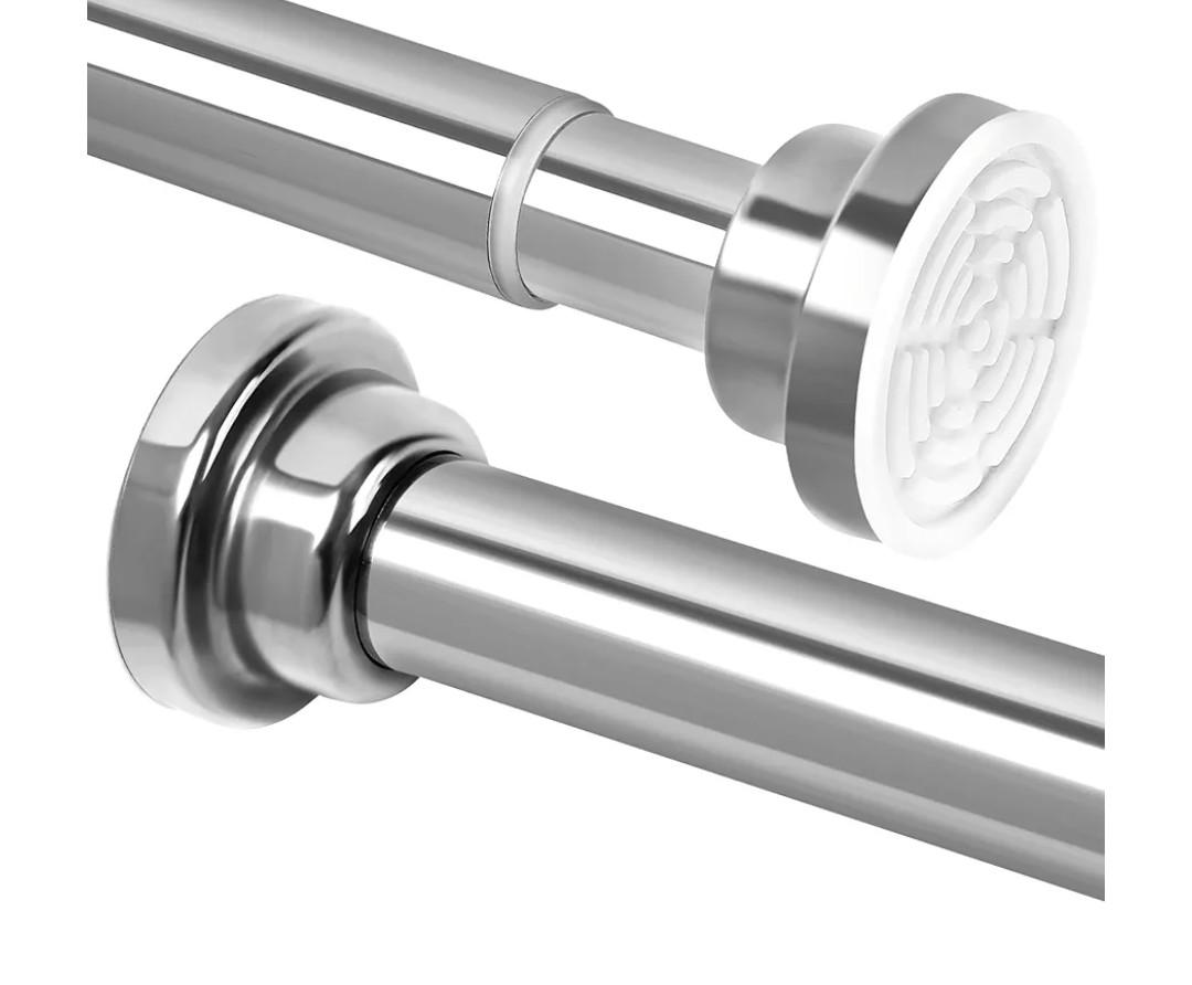 Shower Curtain Rod, 32-83 inch Heavy Duty Spring Tension Shower Rod, Non Slip, Never Rust, No Drill 1" Diameter Adjustable Shower Rods for Bathroom, Window