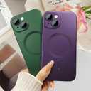 Magnetic for iPhone 14 Phone Case for Women/Men, Shockproof Matte Luxury Soft Metallic Luster Design with Camera Lens Protector, Compatible with Magsafe Case for iPhone 14 6.1"-Purple