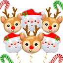 3 x Santa Claus Foil Party Balloons, Merry Christmas Balloons, Elk Christmas Ballons for New Year Eve Holiday Festival Birthday Party Decorations (Elk & Santa Claus)
