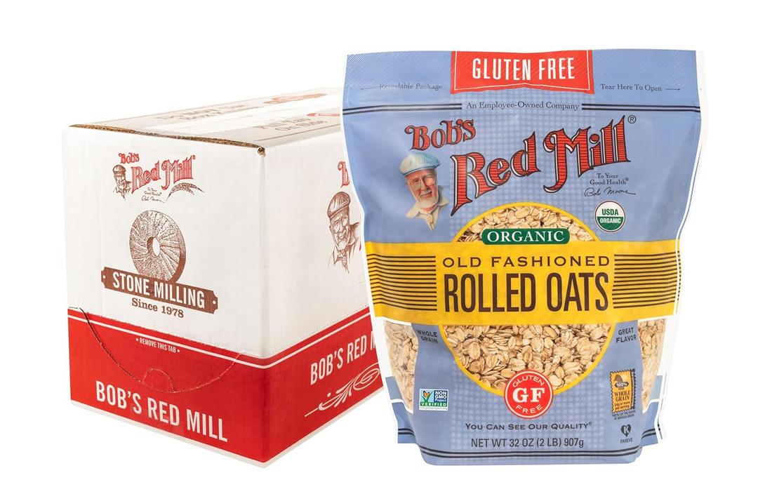 Bob's Red Mill Gluten Free Organic Old Fashioned Rolled Oats, 32oz (Pack of 4) - Non GMO, Whole Grain, Vegan, Kosher, Best By JAN 2027