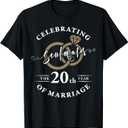 20th Wedding Anniversary Tshirt Husband Wife Couple Matching T-Shirt, L
