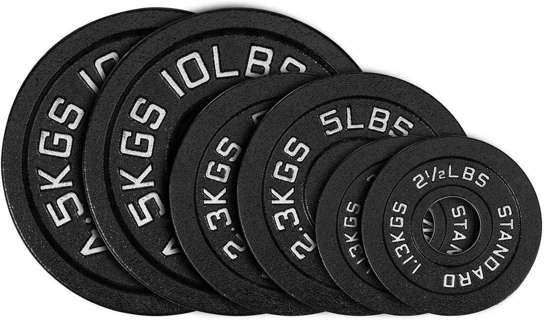 Cast Iron 2-Inch Olympic Weight Plates Set for Strength Training, Barbell Free Weight Plate Set for Weightlifting in Home Gym, Multiple Sizes From 2.5LB to 40LB (Set: 35 lbs (2x 2.5/ 5/ 10 LB)