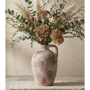 Ceramic Flower Vase with Handles,10" Neutral Tall Clay Terracotta Vases Farmhouse Table Vases with Handle Living Room Decor Rustic Pottery Pots for Home Shelf Coffee Dining Desk Fireplace