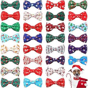 21 Pieces Christmas Dog Bow Ties Dog Collar Bow Ties Attachment with Elastic Bands Dog Collar Detachable Charms for Dogs Collar Grooming Accessories Day Costume Cosplay (Snowman Style)