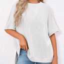 Tankaneo Womens Oversized T Shirts Summer Casual Ribbed Batwing Short Sleeve Tunic Tops Loose Fit Dolman Sleeve Tees (XXXL)
