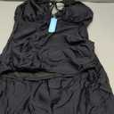 Yonique 2 Piece Swimsuits for Women Halter Tankini Top with Skirt Bottom Tummy Control Bathing Suit (Large, Black)