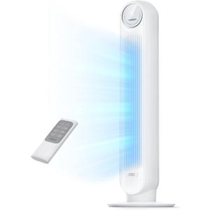 Dreo Tower Fan for Bedroom, 25ft/s Velocity Quiet Floor Fan, 90 Oscillating Fans for Indoors with 4 Speeds, 4 Modes, 8H Timer, Standing Fans, Bladeless Fan, White, Nomad One (DR-HTF007)
