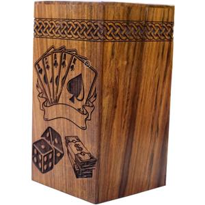 Vintage Casino Playing Card with Rolling Dice Wooden Urns box for Human Ashes Male female adult Burial Funeral Urn Box ((Medium [9.5X5.5] 180 Cubic INCHES))