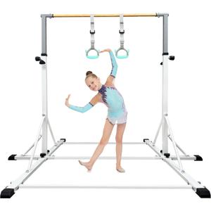 86 York Gymnastics Bar for Kids Ages 3-20, 5FT Base Length, 42" to 63" Adjustable Height, Horizontal Bar, Kip Bar for Gymnast, Gymnastic Training Equipment for Home, Gym Center