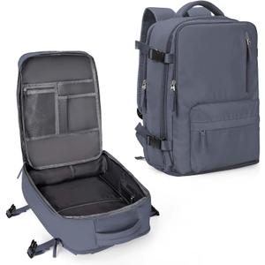 WONHOX Large Travel Backpack Carry on Flight Approved Laptop Work Business Backpack for Women Men Mochila de Viaje (A91-grey Blue)