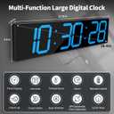 CHKOSDA 28.4''Large Digital Wall Clock,Automic Digital Clock with Alarm,Clendar and Termperature,Auto Time Sync with Easy Operation, Big Gym Timer with Countdown,Countup and Interval Workout(Blue)