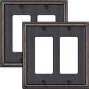 Wall Plate for Electrical Outlets, Decorative Oil Rubbed Bronze Switch Plates Outlet Cover, Light Switch Cover Plate, 2-Gang Wall Plates, Solid Zinc Alloy (Double Decorator, 2 Pack)