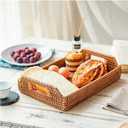 Rattan Serving Tray, Hand Woven Tray with Handles, Rectangular Wicker Basket Tray for Coffee Table Home Decor (14.5 x 10.2 x 1.4 inch)