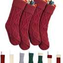 Mr. Pen Christmas Stockings, 4 Pack, 18" Red Cable Knit Stockings for Christmas, Stocking Christmas, Cable Knit Christmas Stocking for Christmas, Large Stockings Christmas, Knit Stockings Christmas