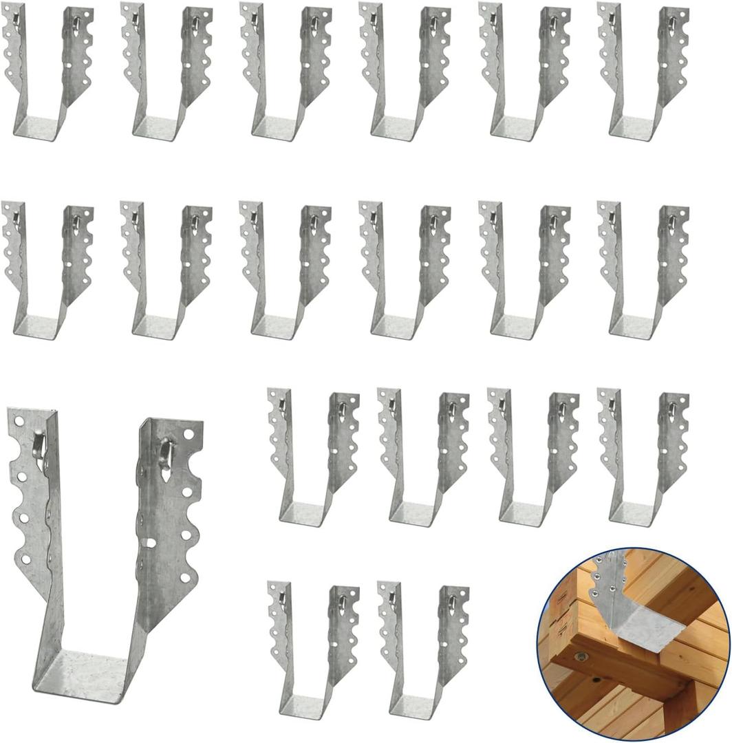 25PCS 2x6 Joist Hanger, 18 Gauge Galvanizing Face Mount Joist Hangers, Hurricane Ties for Rafters Tie Brackets Great for Floor Deck, Ceiling Joists, Wood, Roofs
