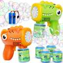 Boys Toys for 3-8 Year Old: 2 Pack Bubble Gun Machine Rechargeable, Kids Toys Birthday Gifts for 3 4 5 6 7 8 Years Old Boy Girls Toddlers Ages 3-5 Valentines Easter Outdoor (2pcs-light Green+orange)