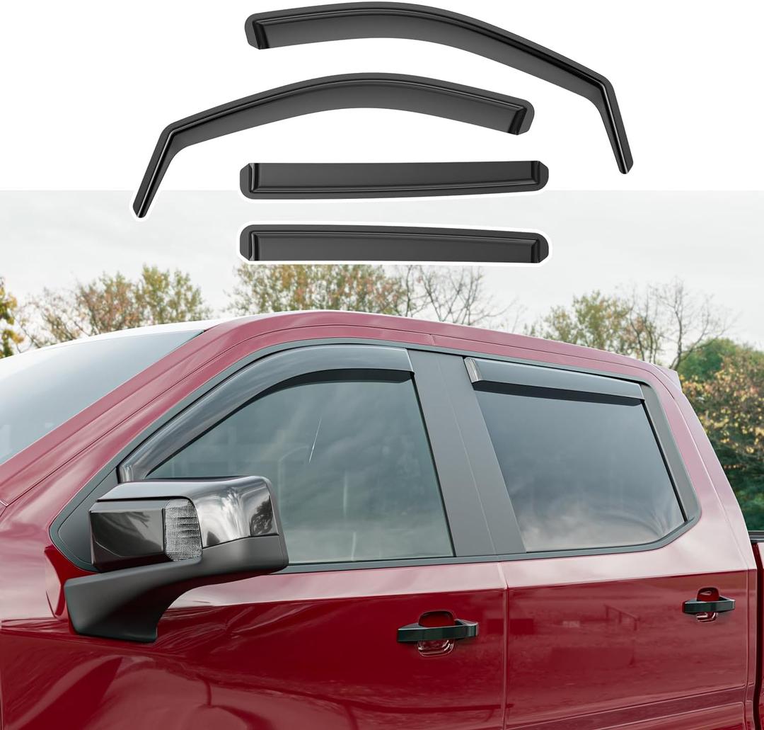 Xipoo Side Window Visor Deflector - Compatible with 19-25 Chevy Silverado & GMC Sierra 1500 Crew Cab Visor Replacement for 2019-2025 Silverado Accessories
