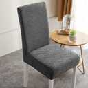 6 Pack Dining Room Chair Covers, Stretch Jacquard Parson Chair Slipcover Washable Chair Protector for Home, Hotel, Banquet Dark Gray 6 pcs-L