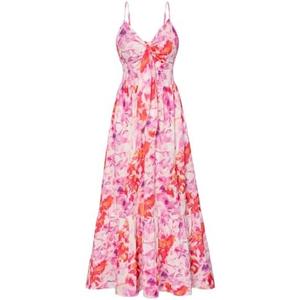 GRACE KARIN Women's 2025 Summer Maxi Dress Floral Tie Front Spaghetti Strap Casual Boho Beach Flowy Sundress with Pockets, S