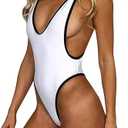 Swimsuits for Women Sexy Monokini Deep V One Piece Bathing Suits Backless Cheeky Swimwear Semi Thong Bikini, L