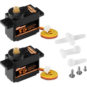 2PCS 5g Micro Digital Servo, Mini Servo, Metal Gears, Coreless Motor Servos for 1/28 RC Car Airplane Fixed-Wing Robot Helicopter Planes Part (JST1.25)