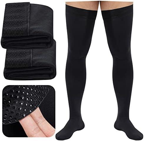 Compression Socks, Men's Thigh High Compression Stockings, 20-30mmHg Compression Stockings with Non-slip silicone.  XL