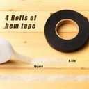 4 Rolls Iron on Hemming Tape for Pants, No Sew Hem Tape & Adhesive Fabric Fusing Tape, 0.6 inch x 70 Yards Double Sided Hemming Tape for Clothes, Dresses, Curtains (White, Black)