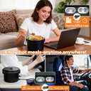Electric Lunch Box 1.5L, 100W Portable Food Warmer Heated Lunch Box for Car/Truck/Home | 3-in-1 12V/24V/110V Leak-Proof 304 Stainless Steel with Insulated Bag & Cutlery, Black