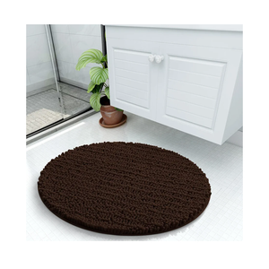 Arotive Luxury Round Chenille Bathroom Rug Mat, Extra Soft Thick Absorbent Shaggy Bath Rugs, Non-Slip Machine Wash Dry Plush Bath Mats for Bathroom, Shower and Tub, 24x24, brown