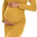 LAHILO Long Sleeve Maternity Sweater Dress for Fall Winter Baby Shower & Photoshoot - Women's Pregnancy Maternity Dresses XL