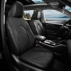 1:1 Custom Fit Seat Covers for Toyota Highlander 2020-2025 2026 7 Seaters,Luxury Waterproof Full Set Seat Cover,Faux Leather Cars Interior Covers Protection-Black