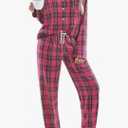Ekouaer Womens Pajama Sets 2 Piece Cotton Plaid Pjs Long Sleeve Sleepwear Button Down Lounge Set with Pockets L
