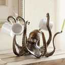 Decorative Octopus Mug Holder, Resin Material, Bronze Color, 9.8 x 6.3 inches, Coffee Cup Display Stand