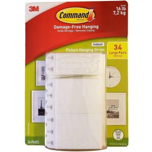 Command Indoor Picture Hanging Strips 34 Large Pairs, 68 Total Strips