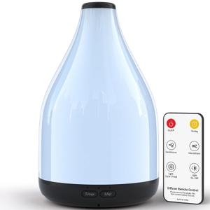 Modern Oil Diffuser for Essential Oils, Large Capacity Aroma Diffusers for Home Room, Ultrasonic Cool Mist 12H Fragrance, Meditation, Yoga, 1-3-6 Hours Timer Off, Black