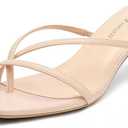 Athlefit Women's Strappy Kitten Heels Flip Flops Square Open Toe Low Heels Fashion Party Dress Thong Heeled Sandals, 6