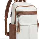 Leather Laptop Backpack for Women, 15.6" Causal Daypack Backpacks Purse Computer Backpack with Laptop Compartment for Travel Work College Business, Beige Brown