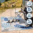JONATHAN Y Tropics Palm Leaves Indoor Outdoor Area Rug 4X6 Gray/Blue, Boho for Backyard, Patio, Porch, Easy-Cleaning, High Traffic, Pet-Friendly, Non-Shedding (AMC100A-4)