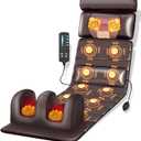 Vibration Massage Mat,Full Body Vibrating Heating Massage Pad,10 Vibration Motors,3 Strength Adjustments, with Detachable Neck Massage Headrest and Multifunctional Leg,Foot Massagers,for Home Office (Brown)