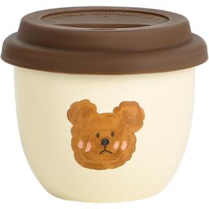 Cute Bear Mug with Lid, Cute Coffee and Tea MugGift for Friend Women MenBeige, 8 oz